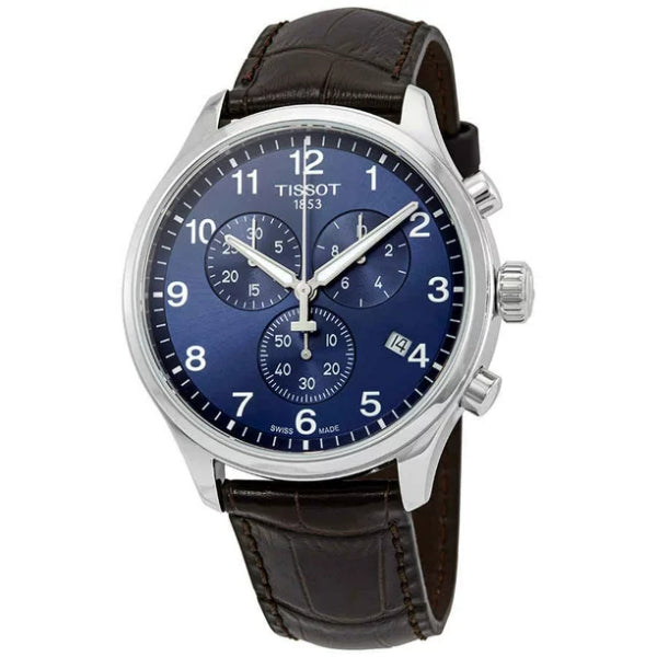 Tissot XL Classic Brown Leather Strap Blue Dial Chronograph Quartz Watch for Men's - T116.617.16.047.00