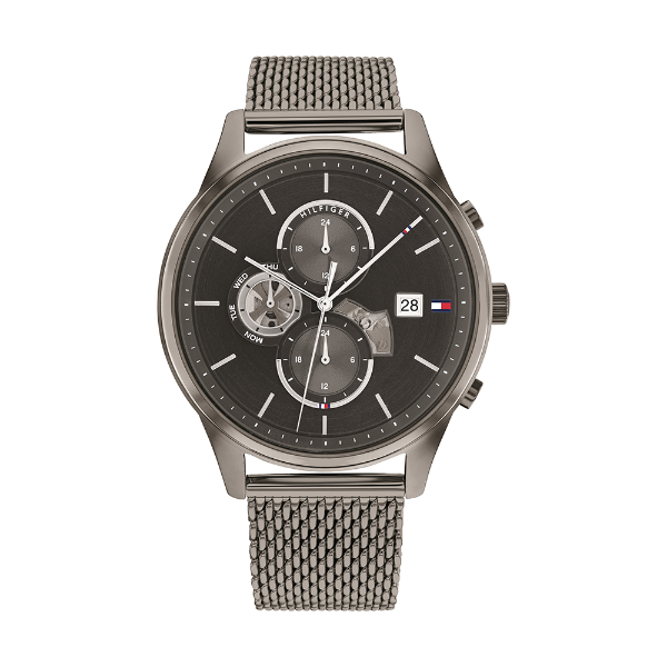 Tommy Hilfiger Weston Grey Mesh Bracelet Grey Dial Chronograph Quartz Watch for Gents - 1710506