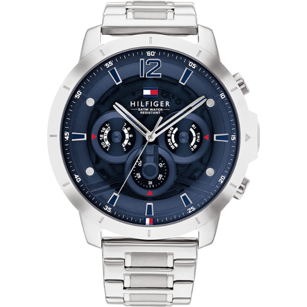 Tommy Hilfiger Luce Silver Stainless Steel Blue Dial Chronograph Quartz Watch for Gents - 1710492