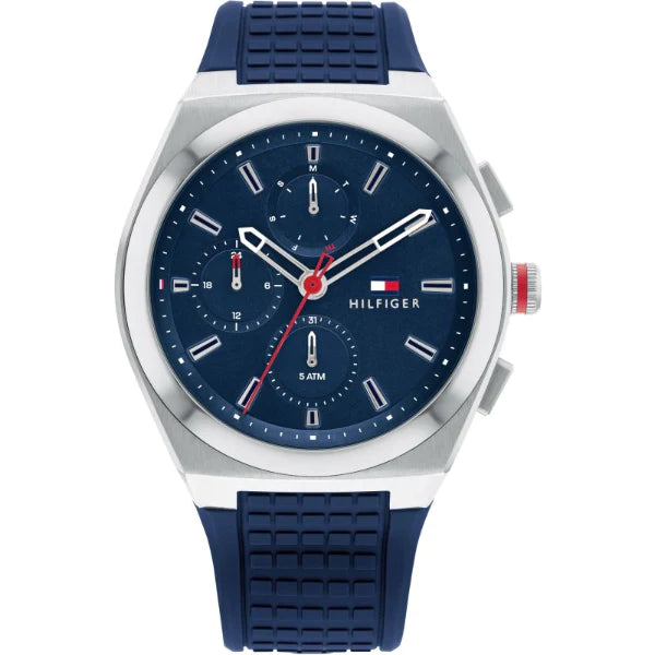 Tommy Hilfiger Connor Blue Silicone Strap Blue Dial Chronograph Quartz Watch for Gents - 1791899