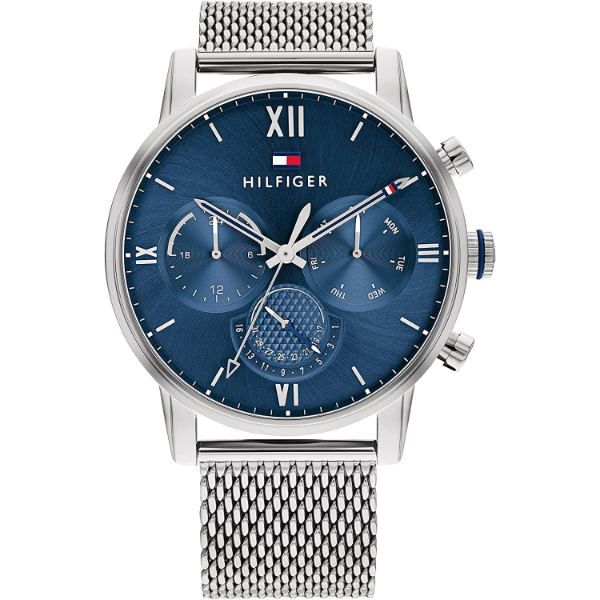 Tommy Hilfiger Sullivan Silver Mesh Bracelet Blue Dial Chronograph Quartz Watch for Gents - 1791881