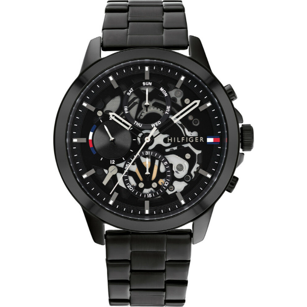 Tommy Hilfiger Henry Black Stainless Steel Black Dial Chronograph Quartz Watch for Gents - 1710478