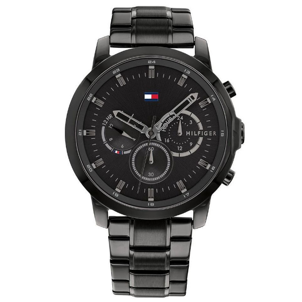 Tommy Hilfiger Jameson Black Stainless Steel Black Dial Chronograph Quartz Watch for Gents - 1791795