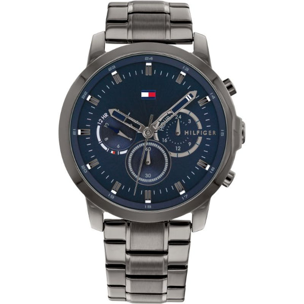Tommy Hilfiger Jameson Grey Stainless Steel Blue Dial Chronograph Quartz Watch for Gents - 1791796