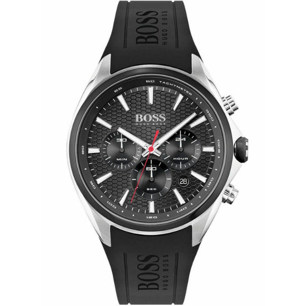 HUGO BOSS Sport Black Silicone Strap Black Dial Chronograph Quartz Watch for Gents - 1513855