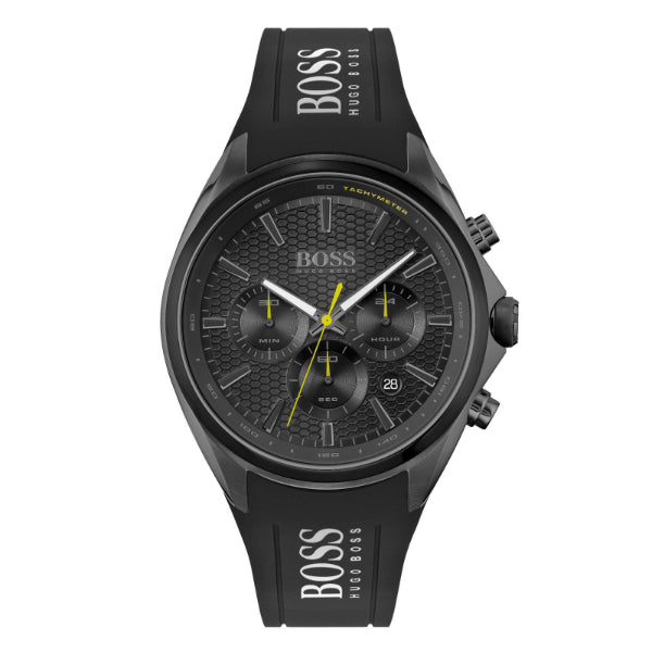 HUGO BOSS Sport Black Silicone Strap Black Dial Chronograph Quartz Watch for Gents - 1513859