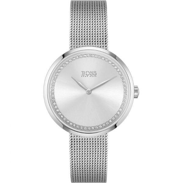 HUGO BOSS Praise Silver Mesh Bracelet Silver Dial Quartz Watch for Ladies - 1502546