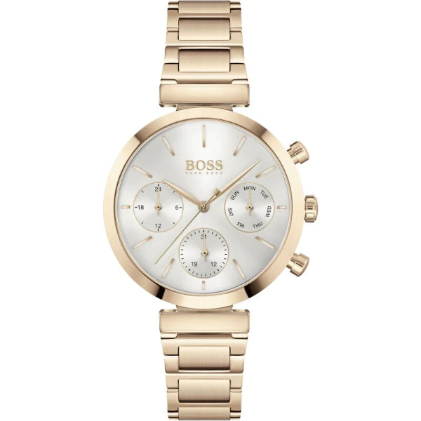 HUGO BOSS Flawless Gold Mesh Bracelet Silver Dial Chronograph Quartz Watch for Ladies - 1502531