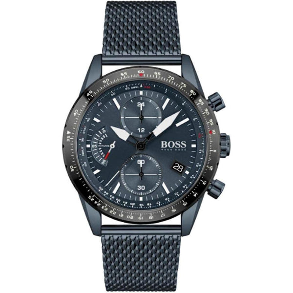 HUGO BOSS Pilot Edition Blue Mesh Bracelet Blue Dial Chronograph Quartz Watch for Gents - 1513887
