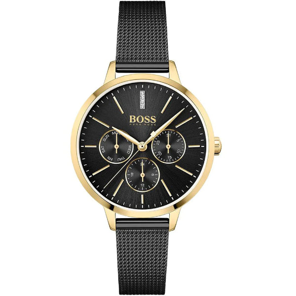 HUGO BOSS Symphony Black Mesh Bracelet Black Dial Quartz Watch for Ladies - 1502601