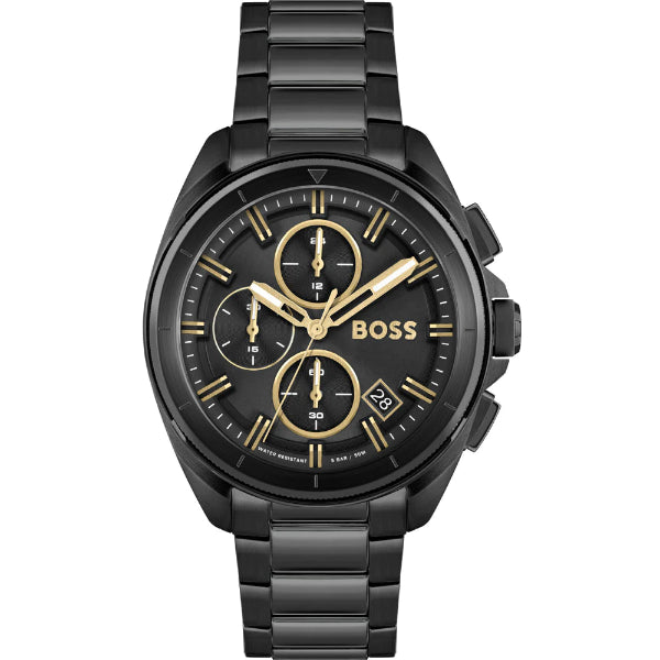 HUGO BOSS Volane Black Stainless Steel Black Dial Chronograph Quartz Watch for Gents - 1513950