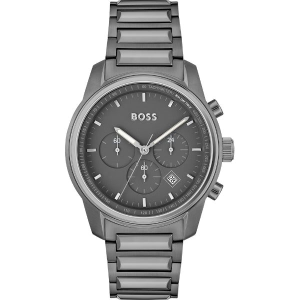 HUGO BOSS Trace Grey Stainless Steel Grey Dial Chronograph Quartz Watc ...