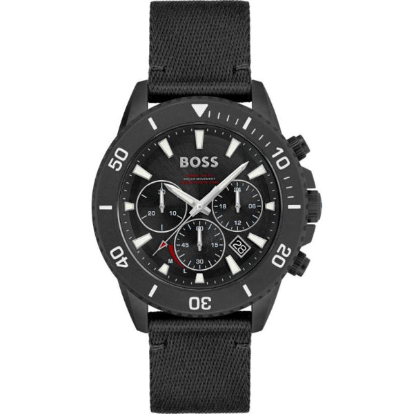 HUGO BOSS Admiral Black Plastic/Resin Strap Black Dial Chronograph Quartz Watch for Gents - 1513918