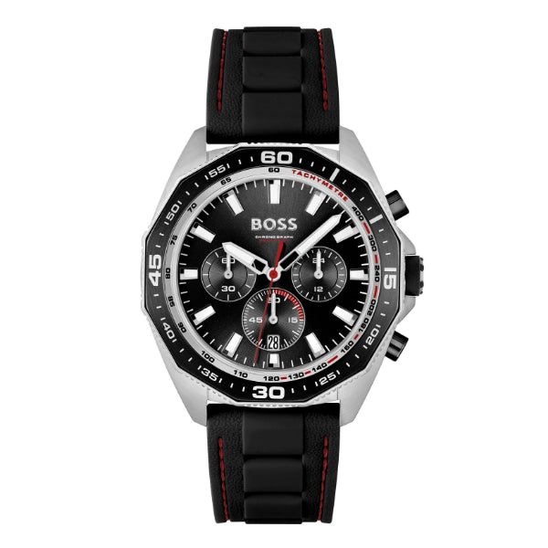 HUGO BOSS Energy Black Silicone Strap Black Dial Chronograph Quartz Watch for Gents - 1513969