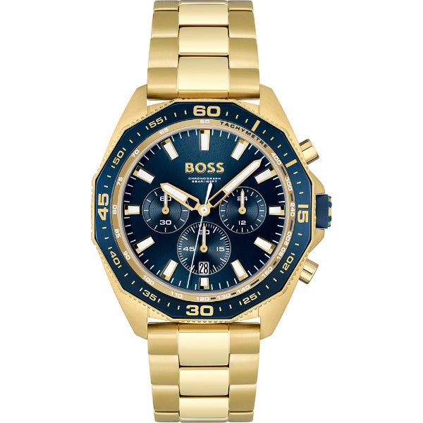 HUGO BOSS Energy Gold Stainless Steel Blue Dial Chronograph Quartz Watch for Gents - 1513973