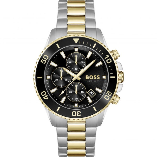HUGO BOSS Admiral Two-tone Stainless Steel Black Dial Chronograph Quartz Watch for Gents - 1513908