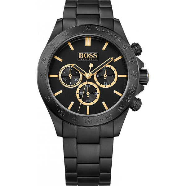 HUGO BOSS Ikon Black Stainless Steel Black Dial Chronograph Quartz Watch for Gents - 1513278