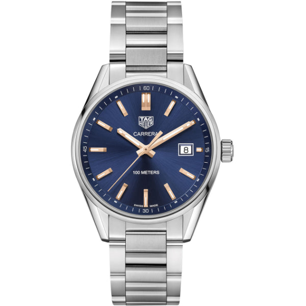 Tag Heuer Carrera Silver Stainless Steel Blue Dial Quartz Watch for Gents - WAR1112.BA0601