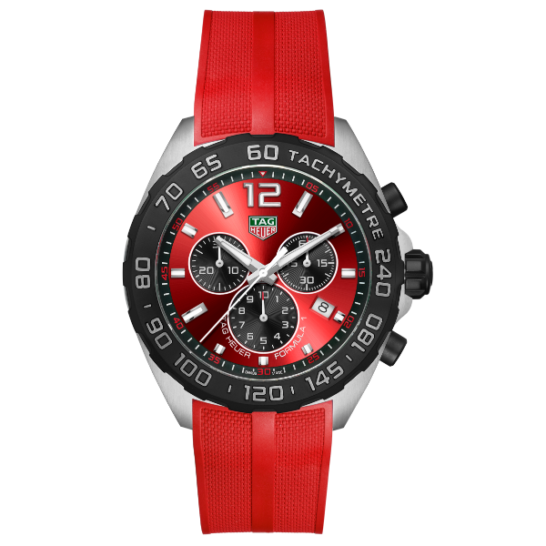 Tag Heuer Formula 1 Red Silicone Strap Red Dial Chronograph Quartz Watch for Gents - CAZ101AM.FT8055