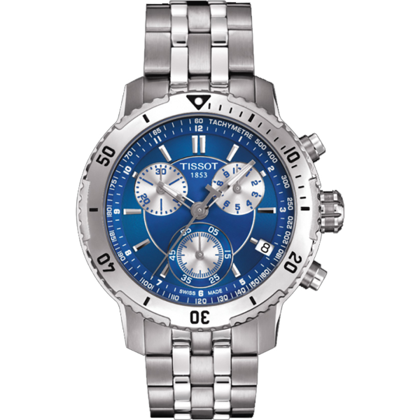 Tissot PRS 200 Silver Stainless Steel Blue Dial Chronograph Quartz Watch for Men's - T.067.617.11.041.00