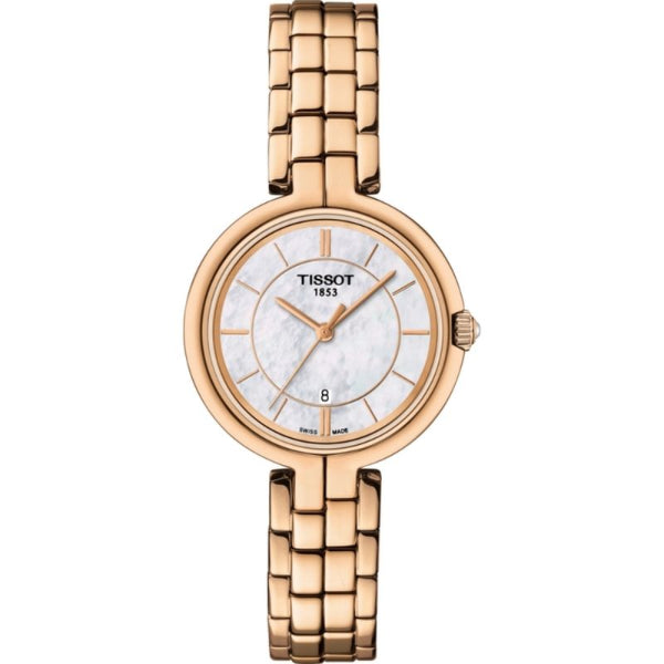Tissot Flamingo Rose Gold Stainless Steel White Dial Quartz Watch for Ladies - T.094.210.33.111.01