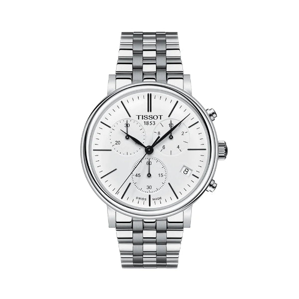 Tissot Carson Premium Silver Stainless Steel White Dial Chronograph Quartz Watch for Men's - T.122.417.11.033.00