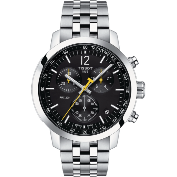 Tissot PRC 200 Silver Stainless Steel Black Dial Chronograph Quartz Watch for Men's - T.114.417.11.057.00