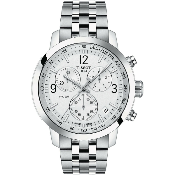 Tissot PRC 200 Silver Stainless Steel Silver Dial Chronograph Quartz Watch for Men's - T.114.417.11.037.00