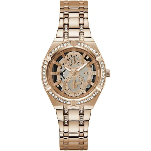 Guess Rose Gold Stainless Steel Rose Gold Dial Quartz Watch for Ladies - GW0604L3