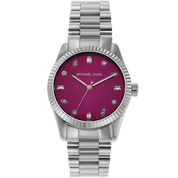 Michael Kors Lexington Silver Stainless Steel Pink Dial Quartz Watch for Ladies - MK7443