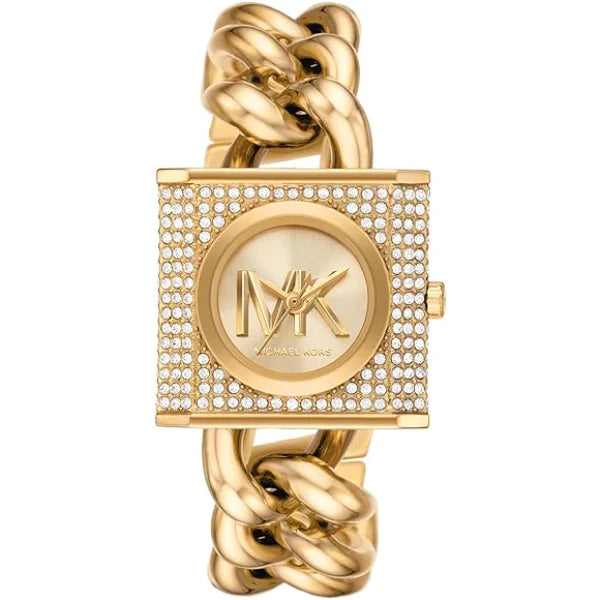 Michael Kors Mini Lock Gold Stainless Steel Gold Dial Quartz Watch for Ladies - MK4711