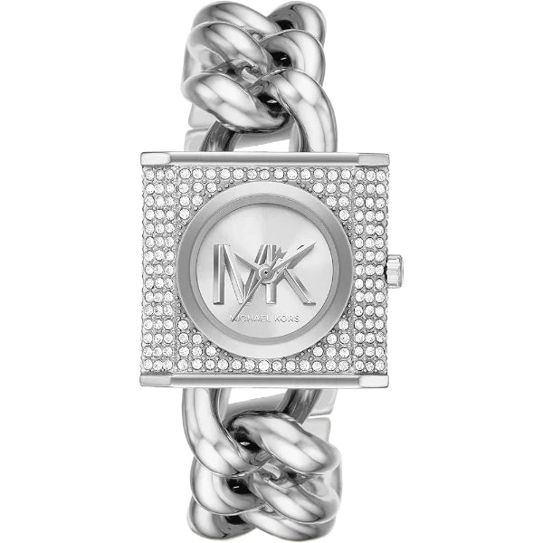Michael Kors Mini Lock Silver Stainless Steel Silver Dial Quartz Watch for Ladies - MK4718