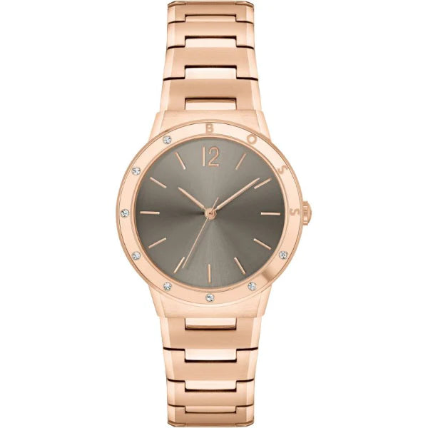 Hugo Boss Breath Rose Gold Stainless Steel Grey Dial Quartz Watch for Ladies - 1502651