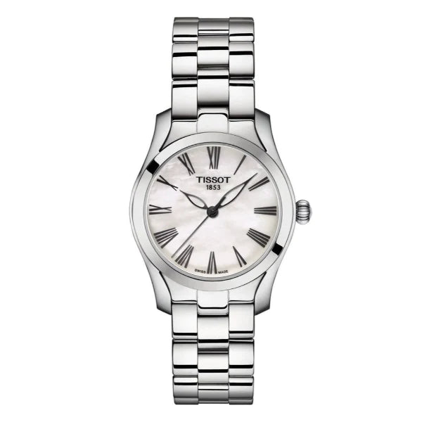 Tissot T-Wave Silver Stainless Steel Mother Of Peral Dial Quartz Watch for Ladies - T112.210.11.113.00