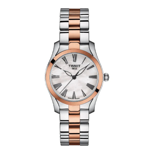 Tissot T-Wave Two-tone Stainless Steel Mother Of Peral Dial Quartz Watch for Ladies - T112.210.22.113.01