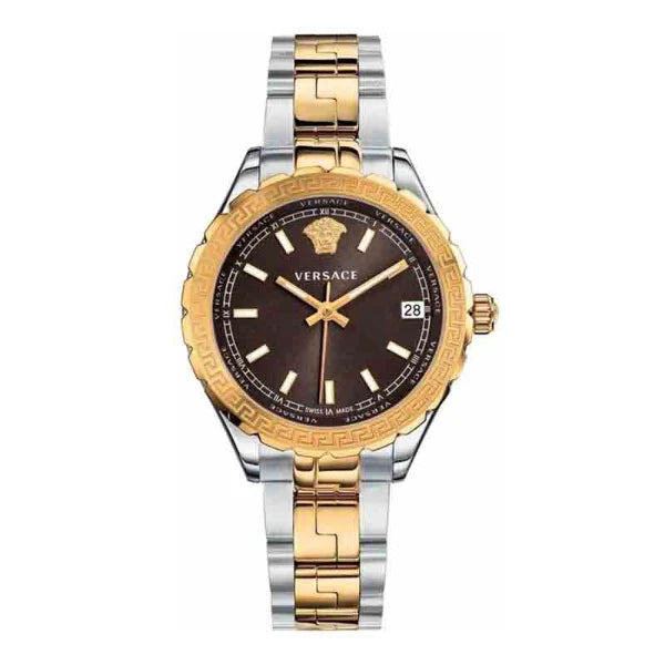 Versace Hellenyium Two-tone Stainless Steel Brown Dial Quartz Watch for Ladies - V12040015