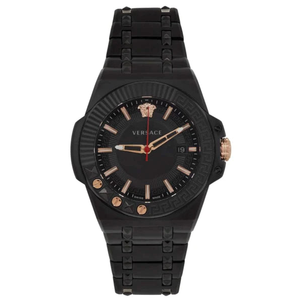 Versace Chain Reaction Black Stainless Steel Black Dial Quartz Watch for Gents - VEDY00719