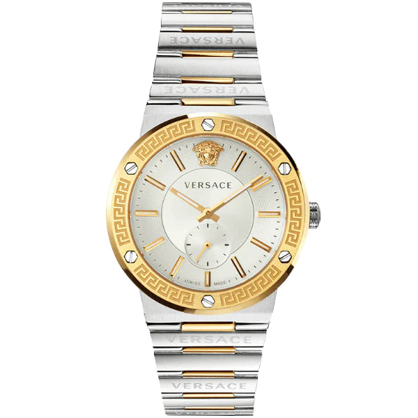 Versace Greca Logo Two-tone Stainless Steel Silver Dial Quartz Watch for Gents - VEVI00320