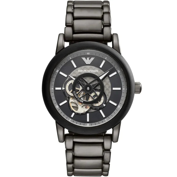 Emporio Armani Meccanico Black Stainless Steel Black Dial Automatic Watch for Gents - AR60010