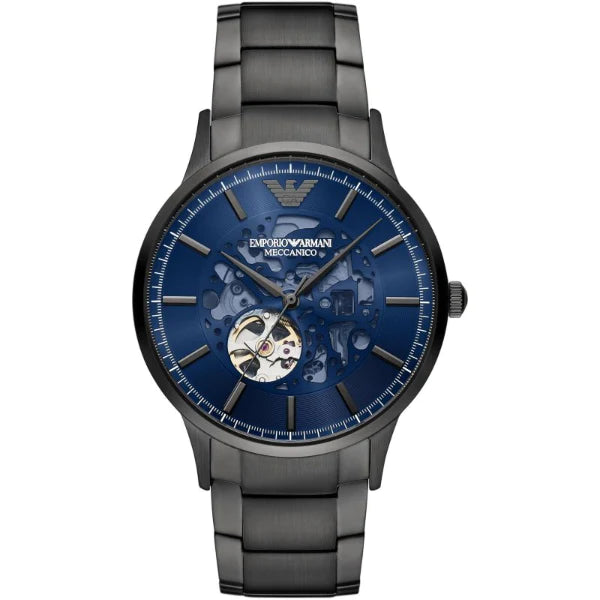 Emporio Armani Meccanico Black Stainless Steel Skeleton Dial Automatic Watch for Gents - AR60056