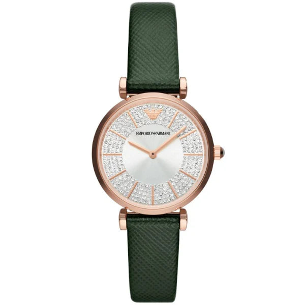 Armani leather strap watch women's online