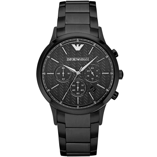 Emporio Armani Renato Black Stainless Steel Black Dial Chronograph Quartz Watch for Gents - AR2485