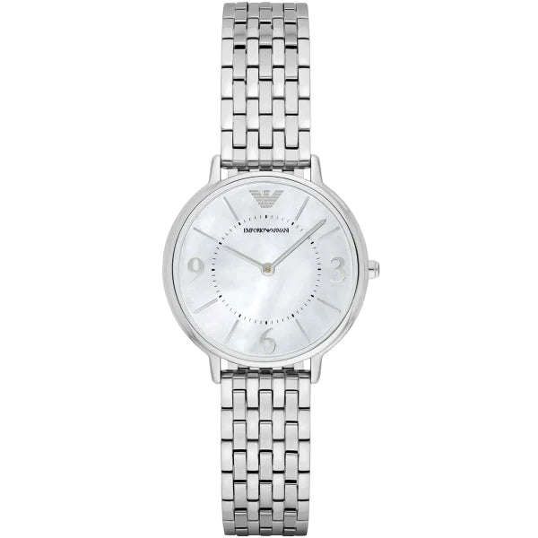 Emporio Armani Dress Silver Stainless Steel Mother Of Pearl Dial Quartz Watch for Ladies - AR2507