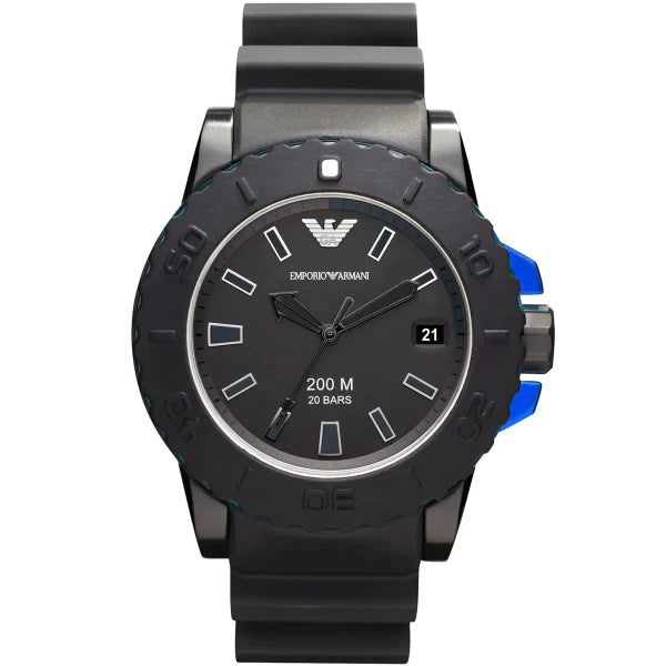 Emporio Armani Sportivo Black Silicone Strap Black Dial Quartz Watch for Gents - AR5966