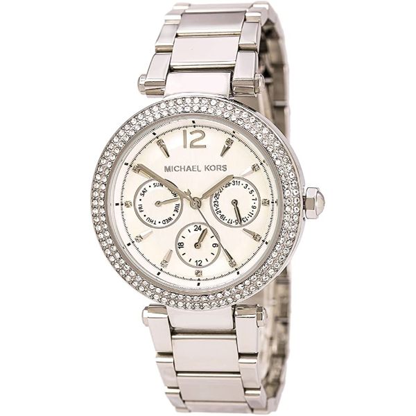 Michael Kors Parker Silver Stainless Steel Silver Dial Chronograph Quartz Watch for Ladies - MK-5779