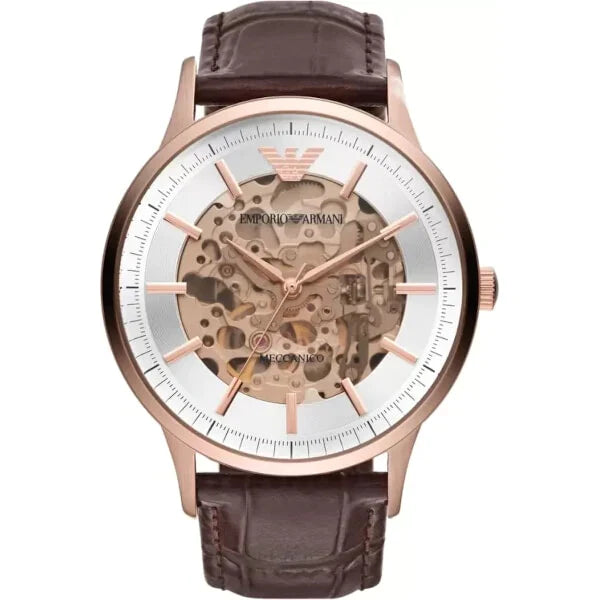 Emporio Armani Meccanico Brown Leather Strap Brown Dial Automatic Watch for Gents - AR60039