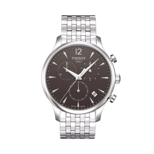Tissot Tradition Silver Stainless Steel Black Dial Chronograph Quartz Watch for Gents - T063.617.11.057.00