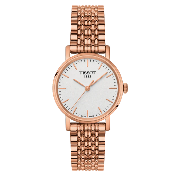 Tissot Everytime Rose Gold Stainless Steel White Dial Quartz Watch for Ladies - T109.210.33.031.00