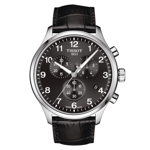 Tissot XL Classic Black Leather Strap Black Dial Chronograph Quartz Watch for Gents - T116.617.16.057.00