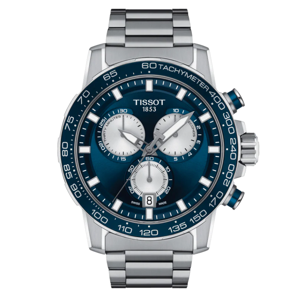 Tissot Supersport Silver Stainless Steel Blue Dial Chronograph Quartz Watch for Gents - T125.617.11.041.00